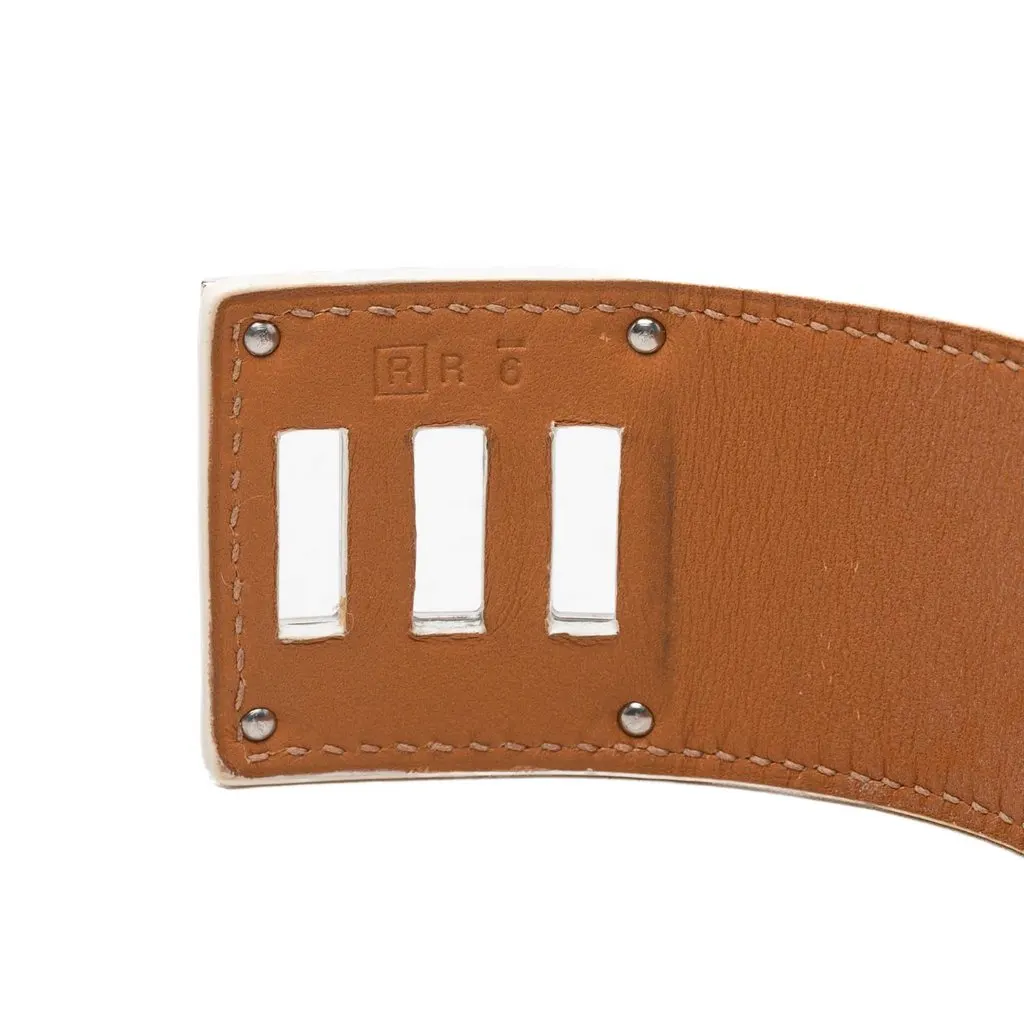Hermès Epsom and Palladium Plated Kelly Dog Cuff Bracelet White Leather Very good - Box View