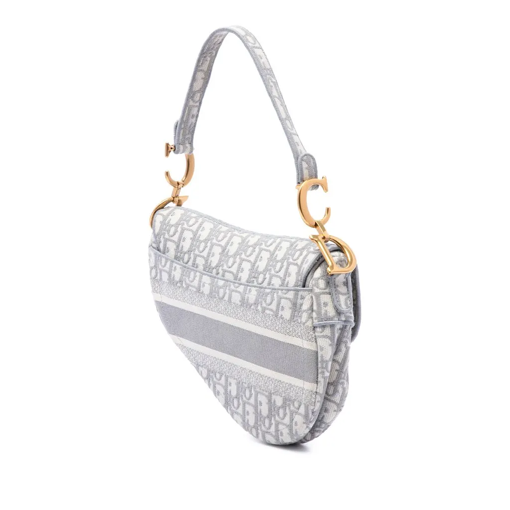 Dior Oblique Embroidered Canvas Saddle Bag MultiColor Very good - Back View