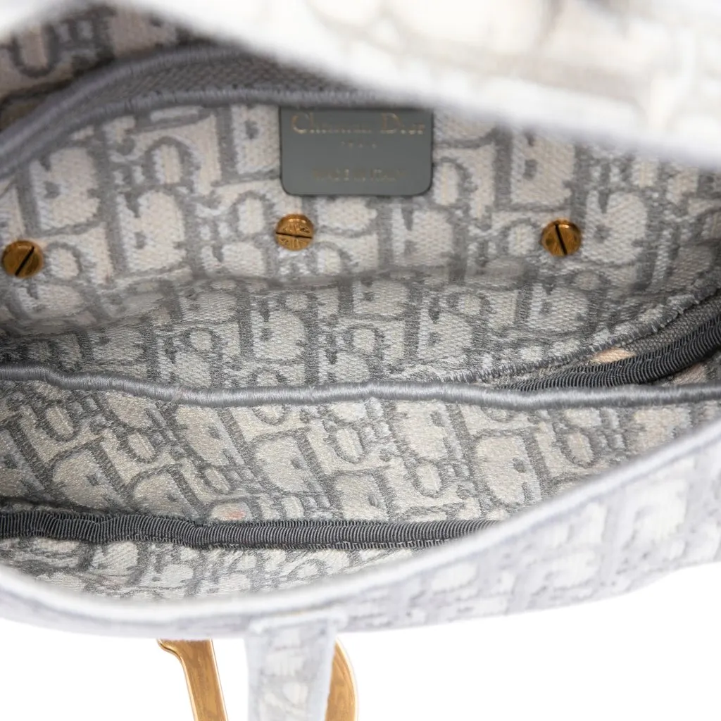 Dior Oblique Embroidered Canvas Saddle Bag MultiColor Very good - Model View
