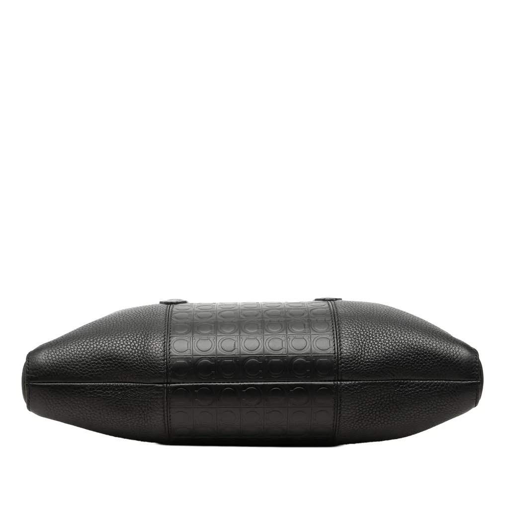 Ferragamo Gancini Embossed Leather Trimmed Business Bag Black Leather Very good - Inside View