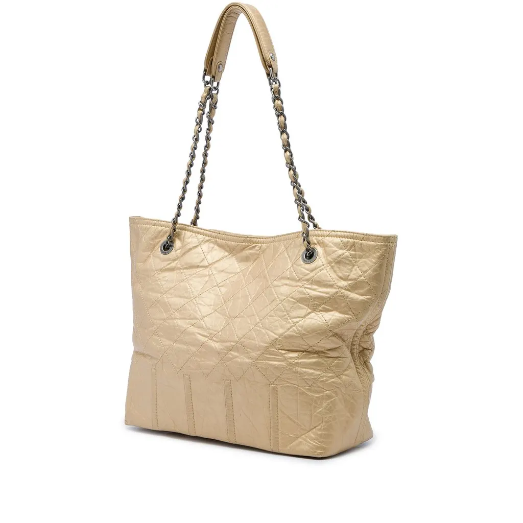 Chanel Large Distressed Calfskin Shopping In Moscow Tote Gold Leather Very good - Back View