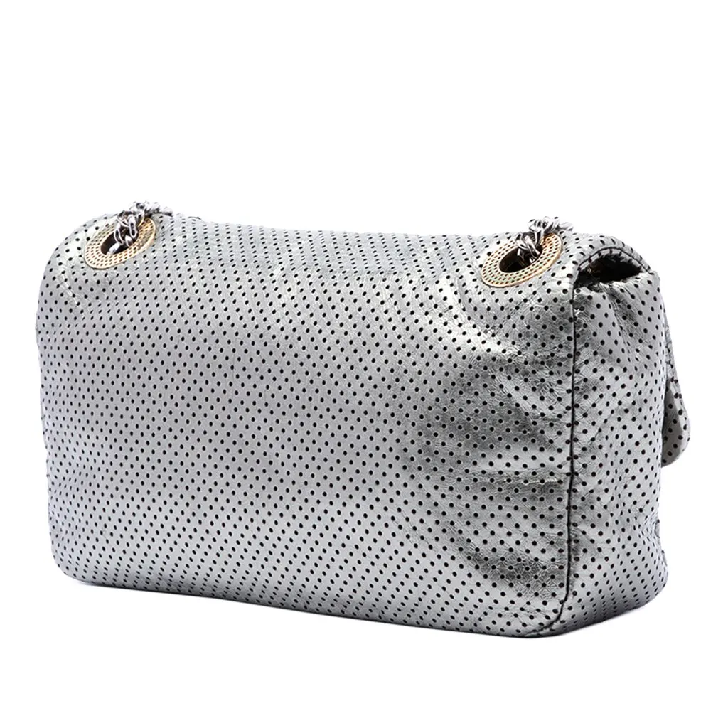 Chanel Medium Reissue Perforated Calfskin Drill Flap Silver Leather Very good - Back View