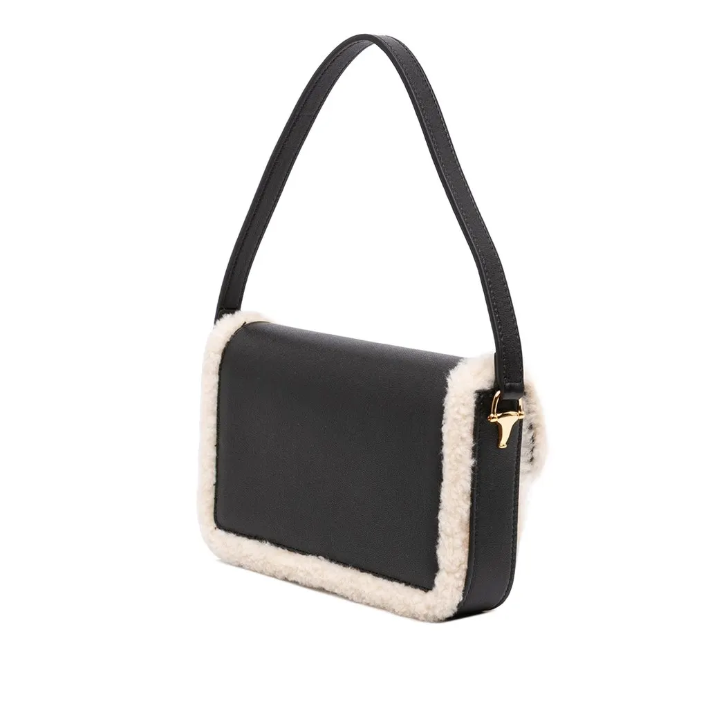 Gucci Mini Shearling Calfskin 1955 Horsebit Handbag Black Leather Very good - Back View
