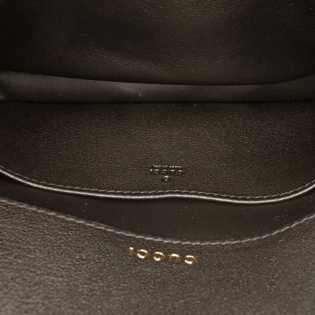 Gucci Mini Shearling Calfskin 1955 Horsebit Handbag Black Leather Very good - Model View
