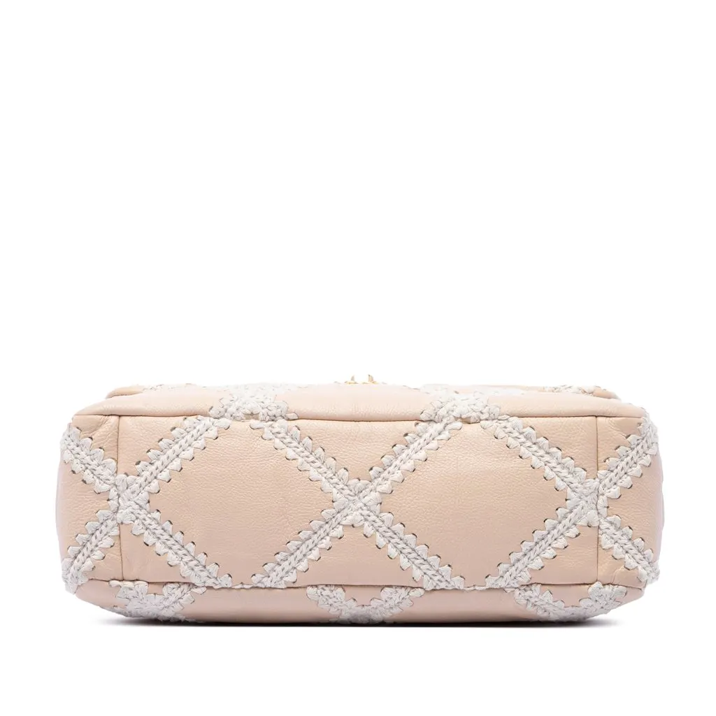 Chanel Large Crochet Calfskin 19 Flap Beige Leather Very good - Inside View