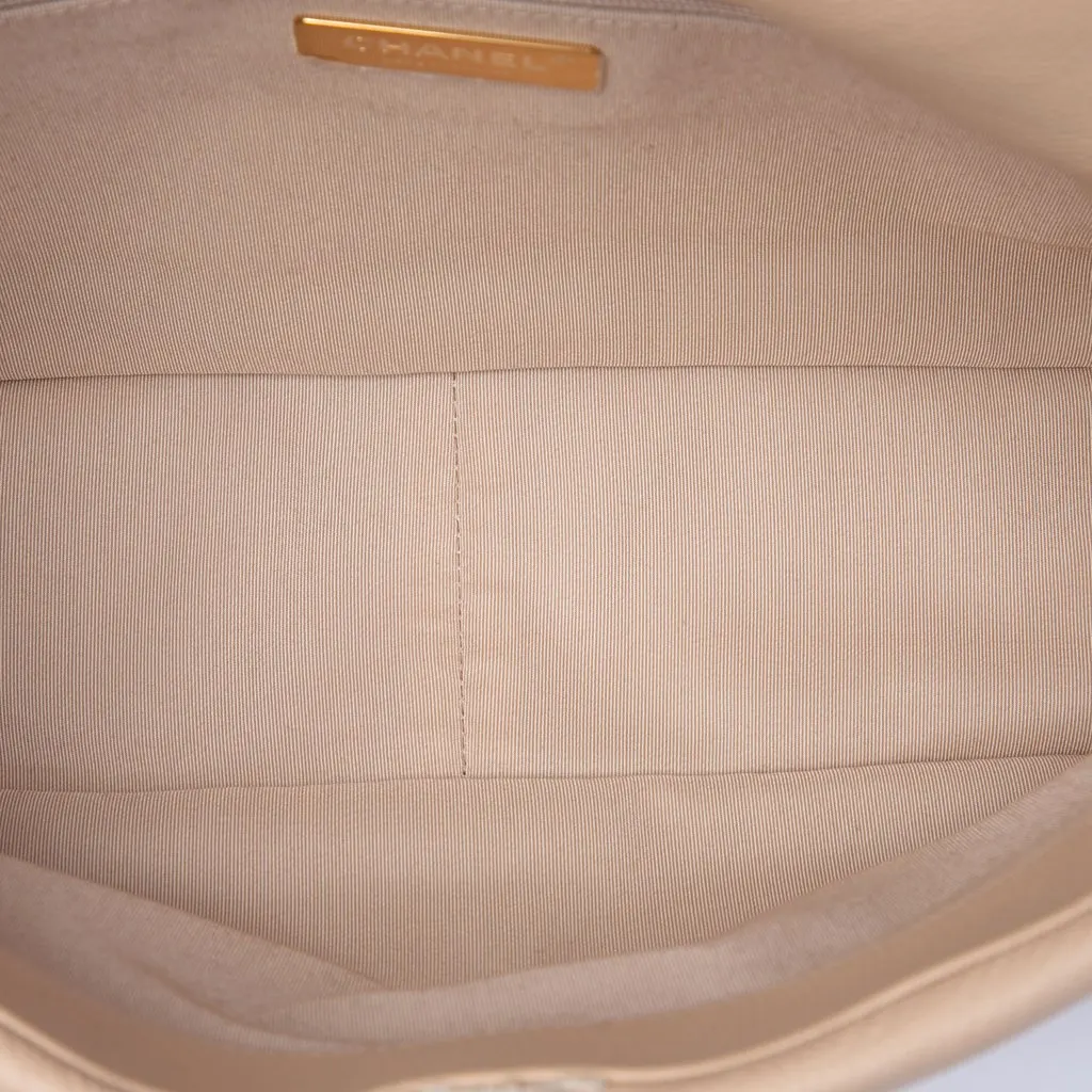 Chanel Large Crochet Calfskin 19 Flap Beige Leather Very good - Model View