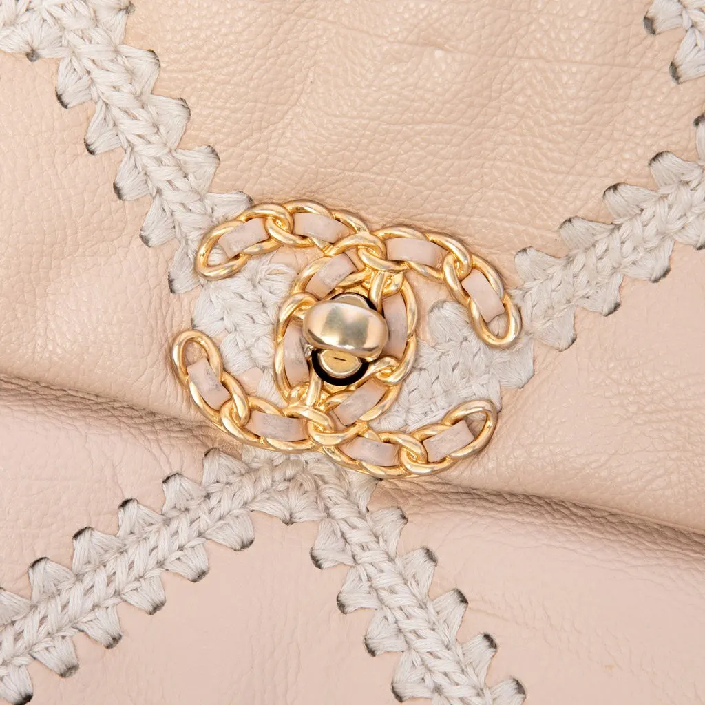 Chanel Large Crochet Calfskin 19 Flap Beige Leather Very good - Box View