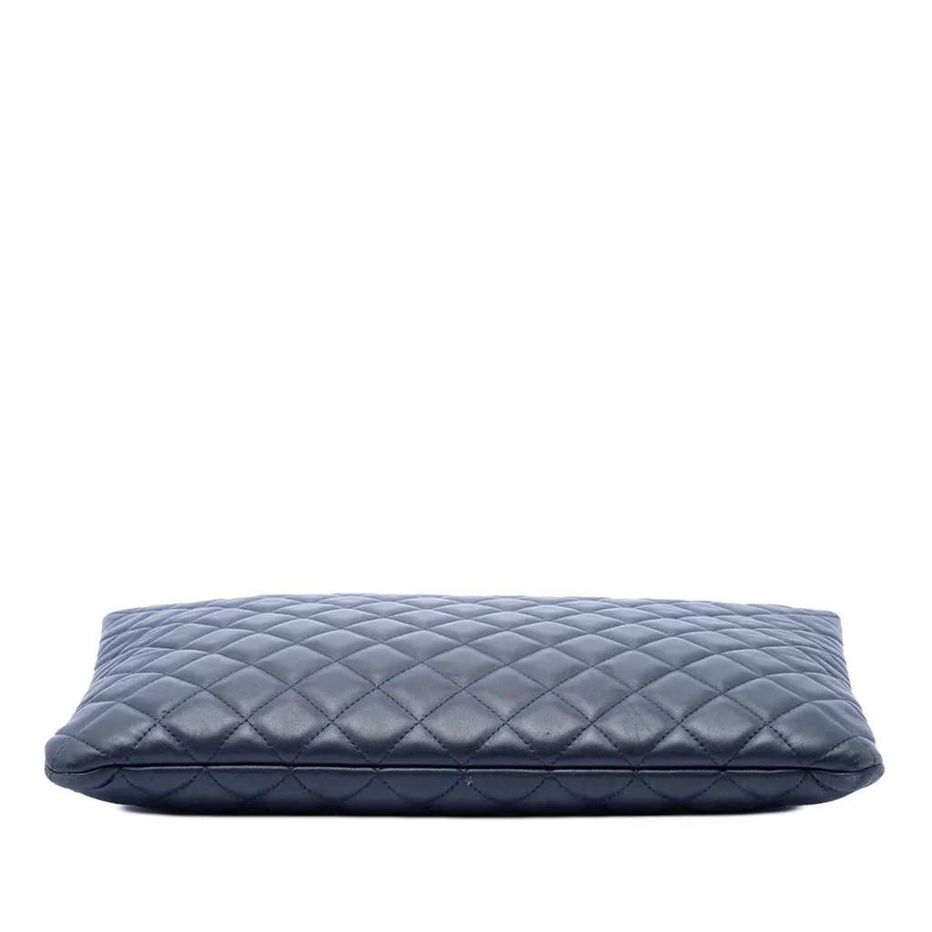 Chanel Large Quilted Lambskin Casino Charms O Case Clutch Blue Leather Very good - Inside View