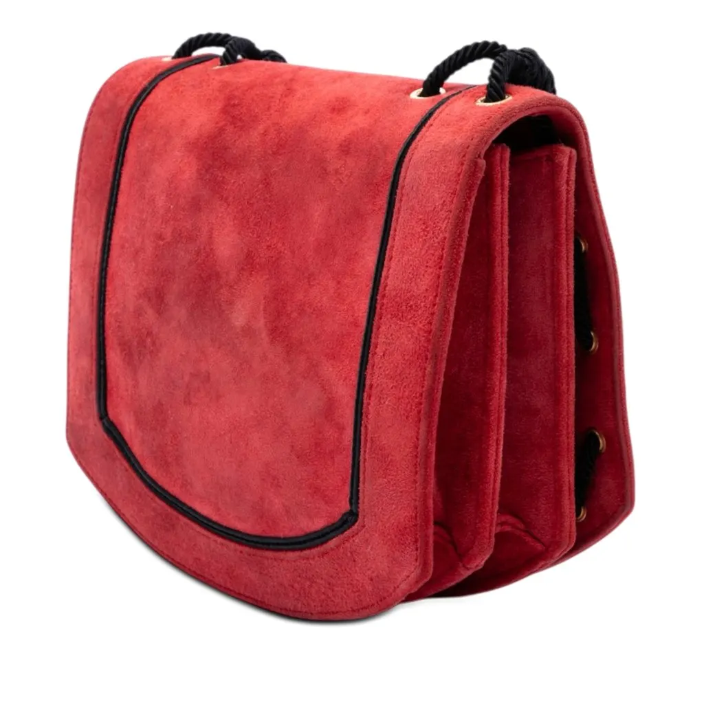 Saint Laurent Suede Monogram Fetish Tassel Crossbody Red Leather Very good - Back View