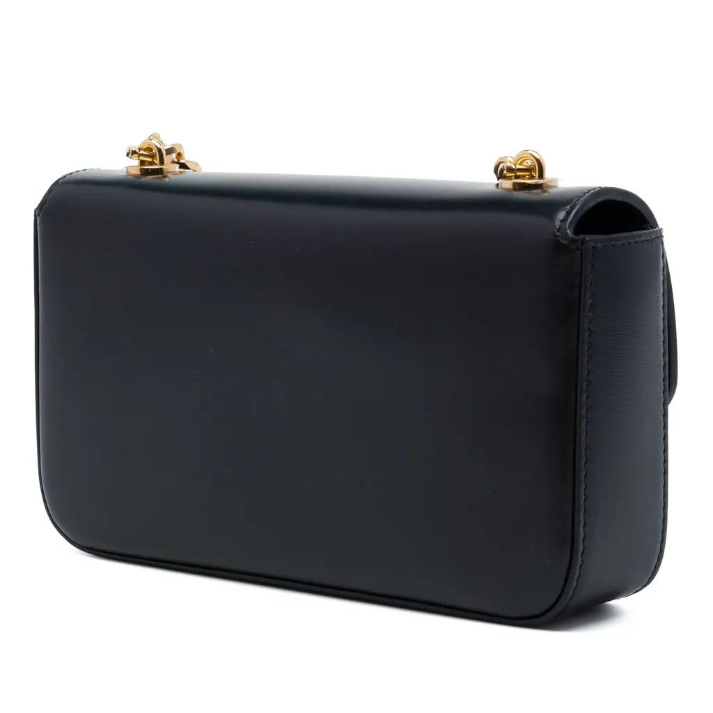 Celine Smooth Calfskin Cuir Triomphe Chain Shoulder Bag Black Leather Very good - Back View