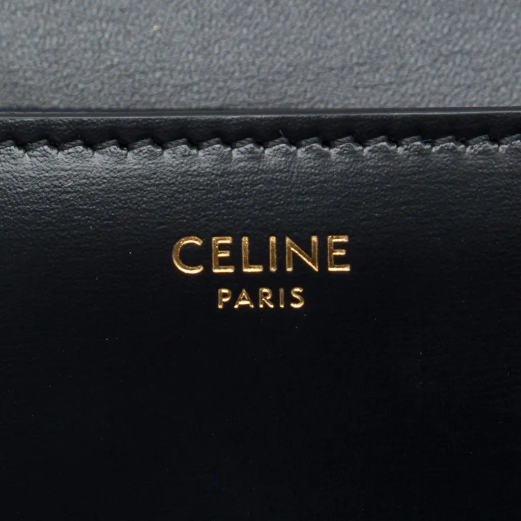 Celine Smooth Calfskin Cuir Triomphe Chain Shoulder Bag Black Leather Very good - Box View