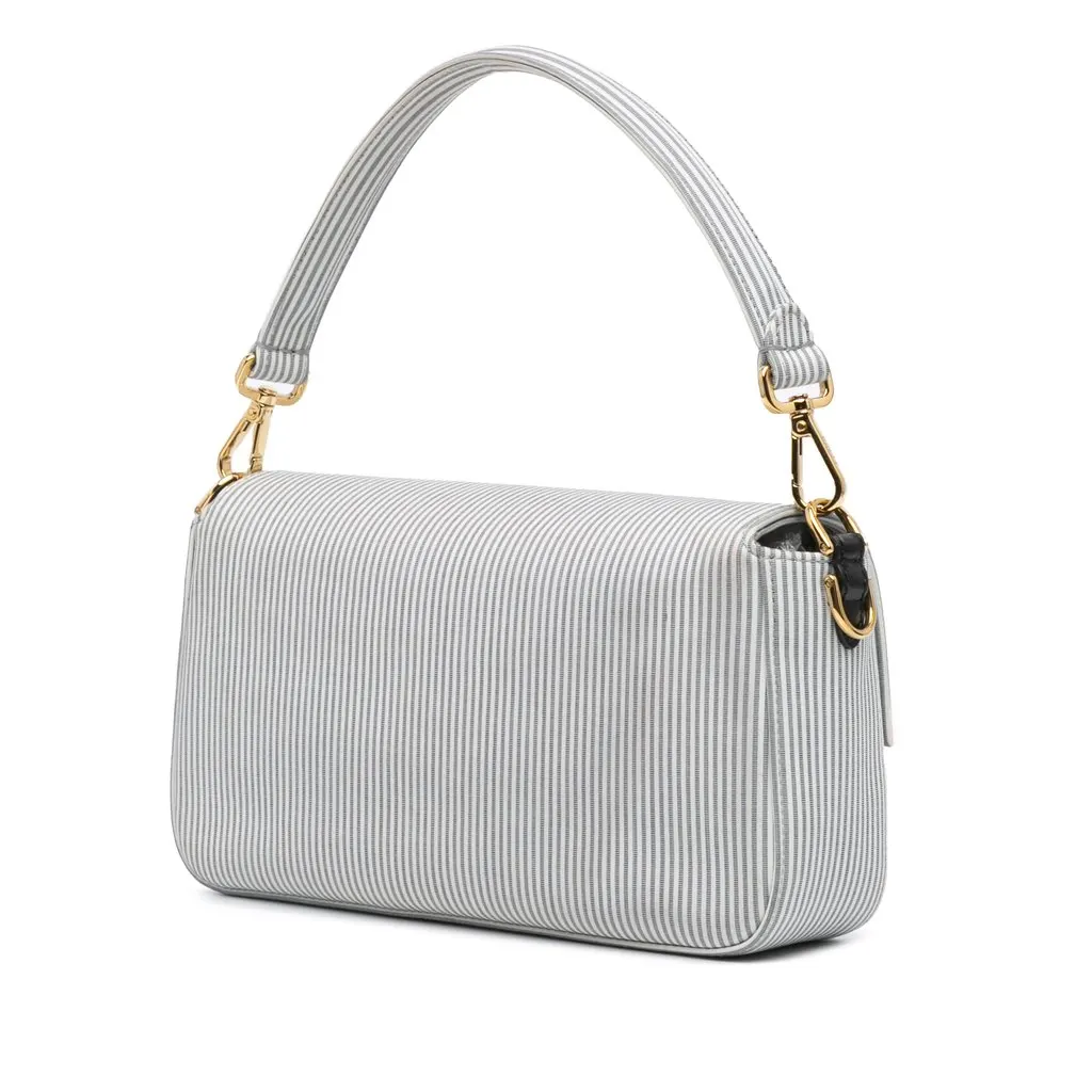 Fendi Striped Jersey Baguette Satchel White Very good - Back View
