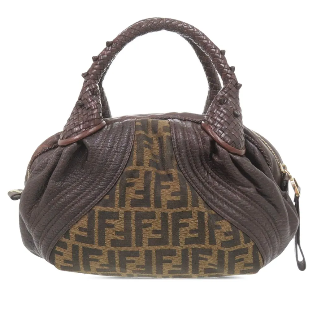 Fendi Mini Zucca Canvas and Leather Spy Handbag Brown Very good - Front View