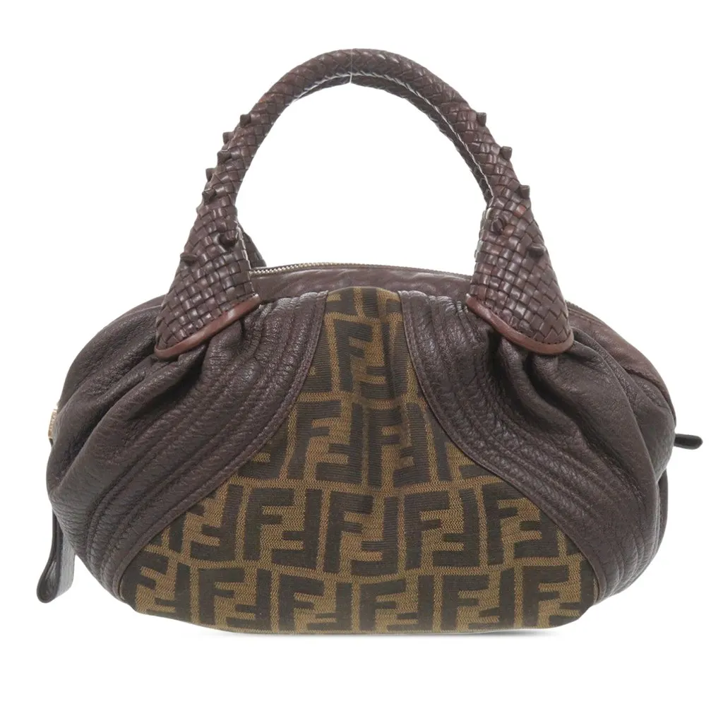 Fendi Mini Zucca Canvas and Leather Spy Handbag Brown Very good - Back View