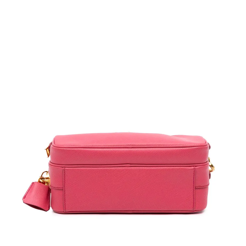 Prada Saffiano Double Zip Camera Bag Pink Leather Very good - Inside View