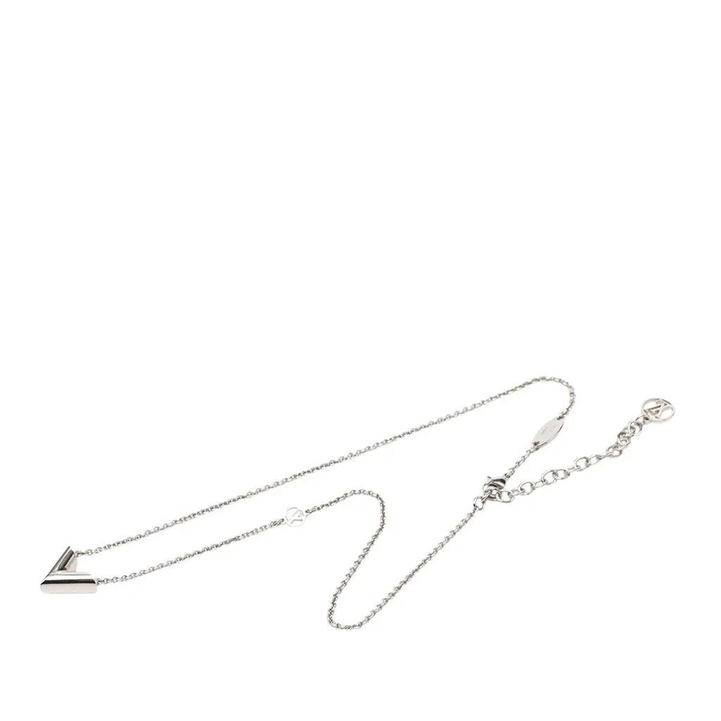 Louis Vuitton Brass Essential V Supple Necklace Silver Metal Very good - Front View