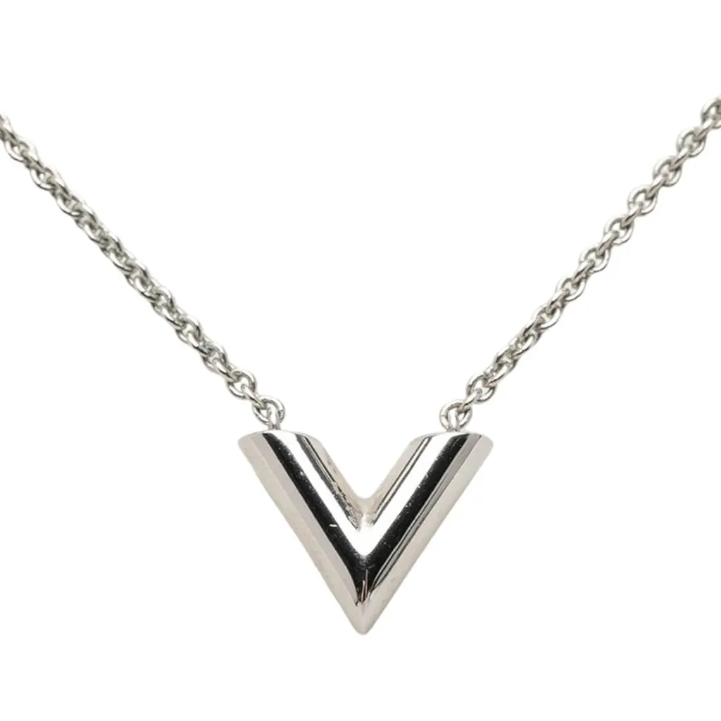 Louis Vuitton Brass Essential V Supple Necklace Silver Metal Very good - Back View