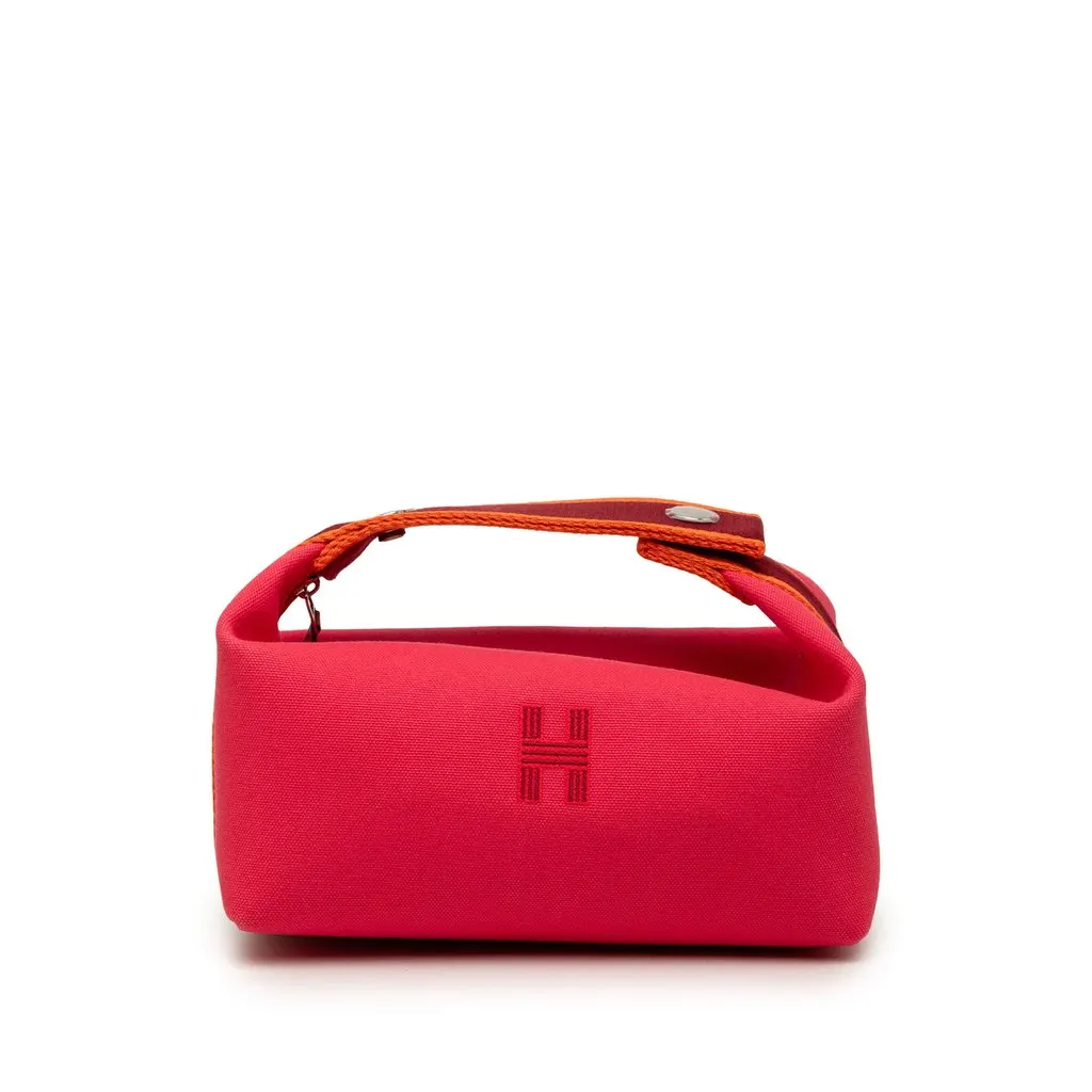 Hermès Small Toile Bride A Brac Case Pink Very good - Front View