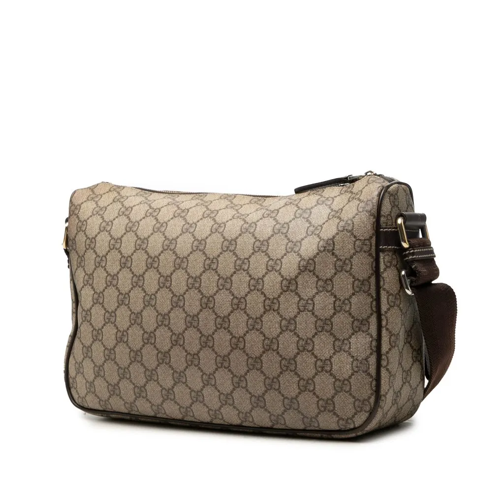 Gucci GG Supreme Double Pocket Crossbody Beige Canvas Very good - Back View