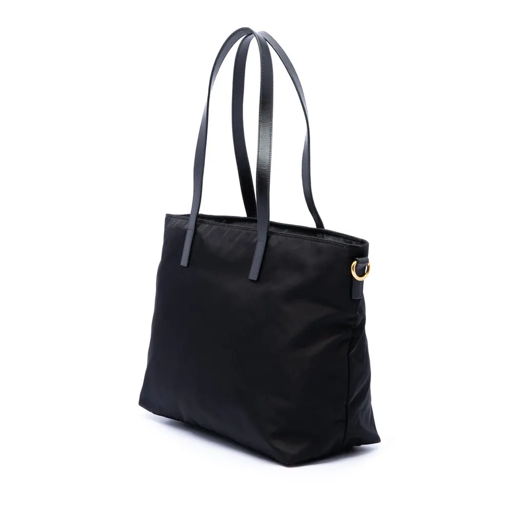 Prada Saffiano Trimmed Tessuto Satchel Black Very good - Back View