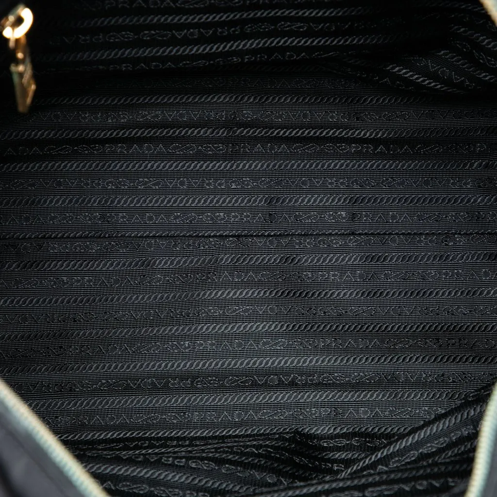 Prada Saffiano Trimmed Tessuto Satchel Black Very good - Model View