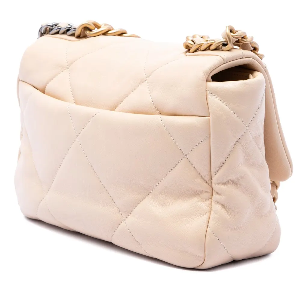 Chanel Medium Lambskin 19 Flap Brown Leather Very good - Back View
