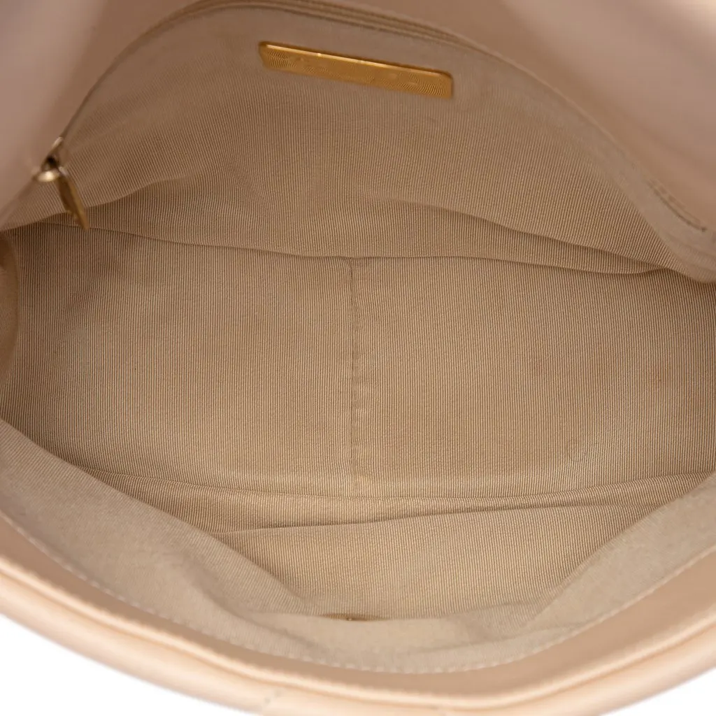 Chanel Medium Lambskin 19 Flap Brown Leather Very good - Model View
