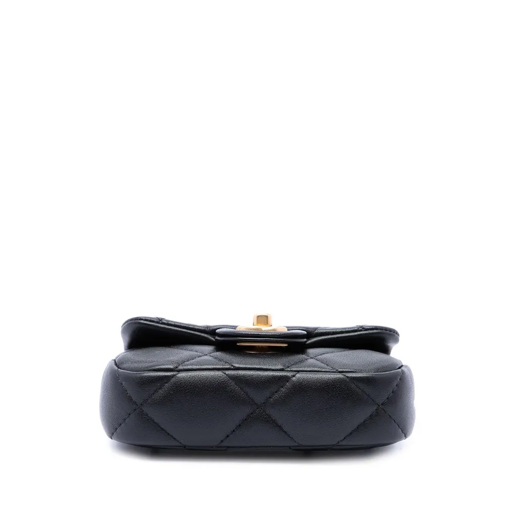 Chanel CC Quilted Calfskin Lady Card Holder with Chain Top Handle Bag Black Leather Very good - Inside View