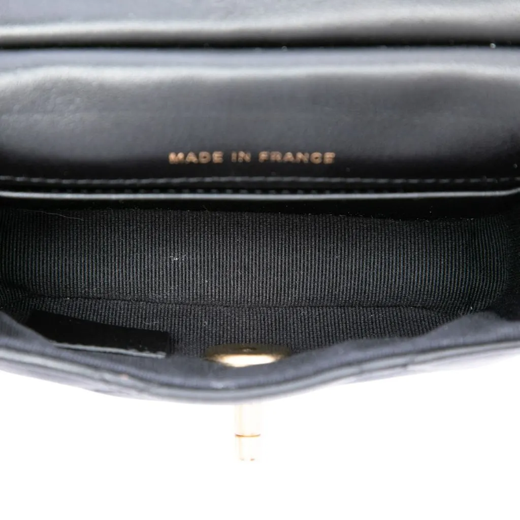 Chanel CC Quilted Calfskin Lady Card Holder with Chain Top Handle Bag Black Leather Very good - Model View