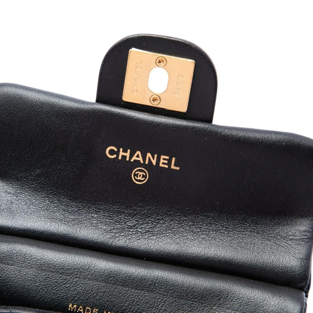 Chanel CC Quilted Calfskin Lady Card Holder with Chain Top Handle Bag Black Leather Very good - Box View