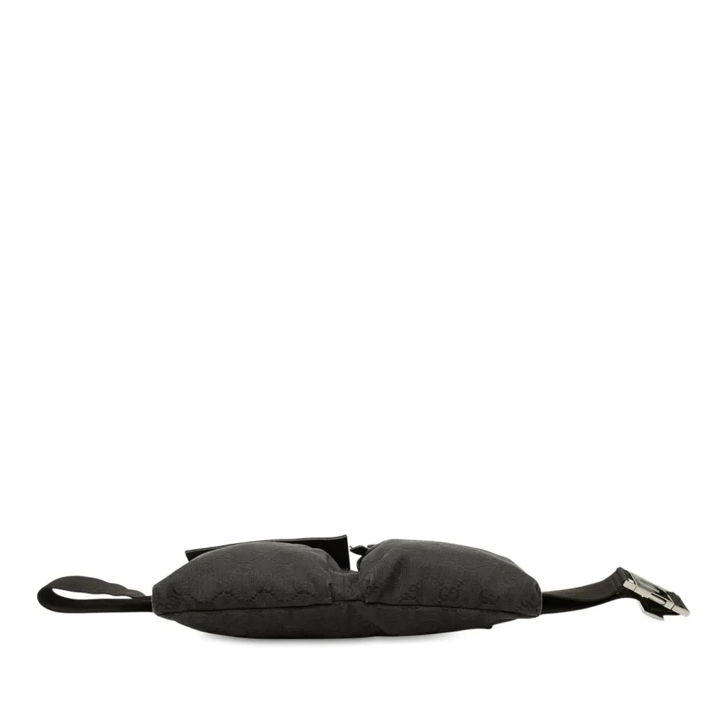 Gucci GG Canvas Double Pocket Belt Bag Black Canvas Good - Inside View