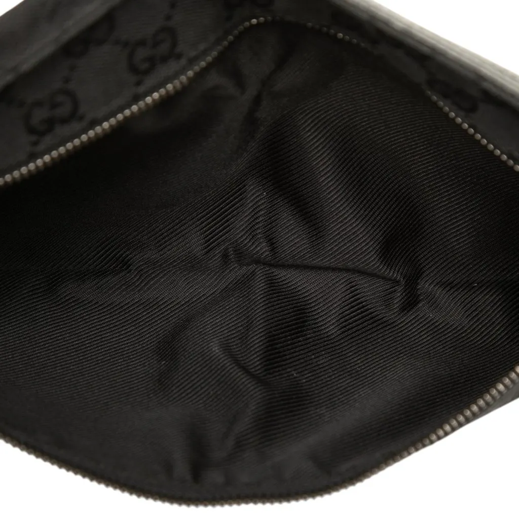 Gucci GG Canvas Double Pocket Belt Bag Black Canvas Good - Model View