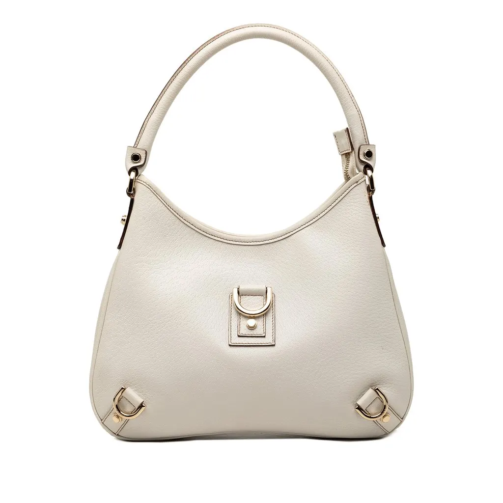 Gucci Calfskin Abbey D Ring Shoulder Bag White Leather Very good - Front View