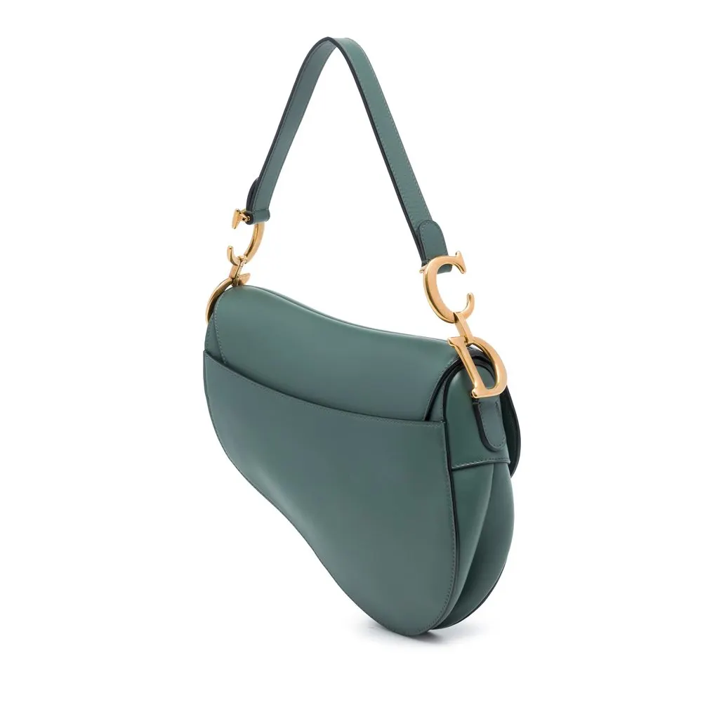 Dior Smooth Calfskin Saddle Bag Green Leather Very good - Back View