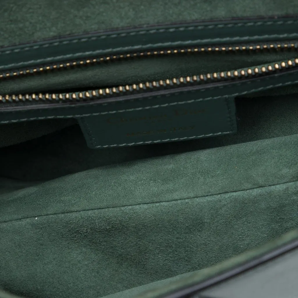 Dior Smooth Calfskin Saddle Bag Green Leather Very good - Model View