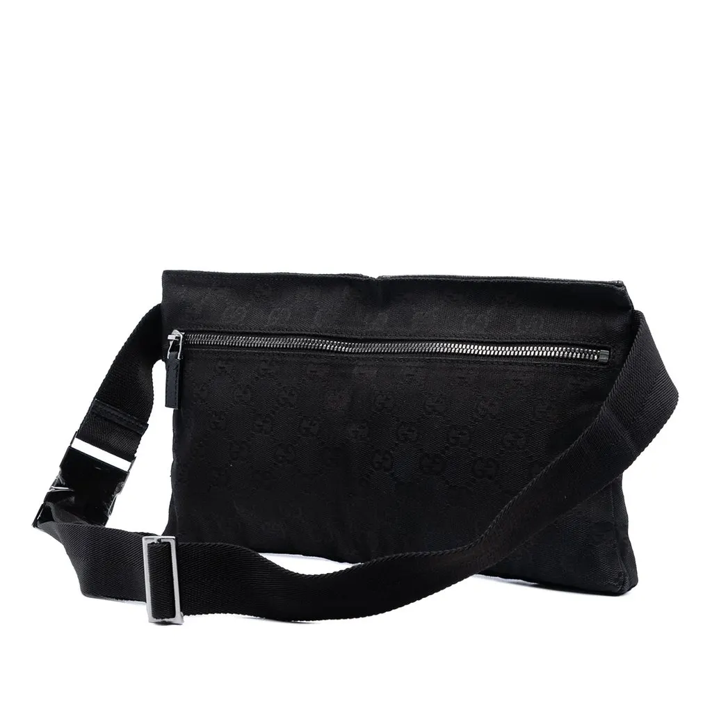 Gucci GG Canvas Double Pocket Belt Bag Black Very good - Back View