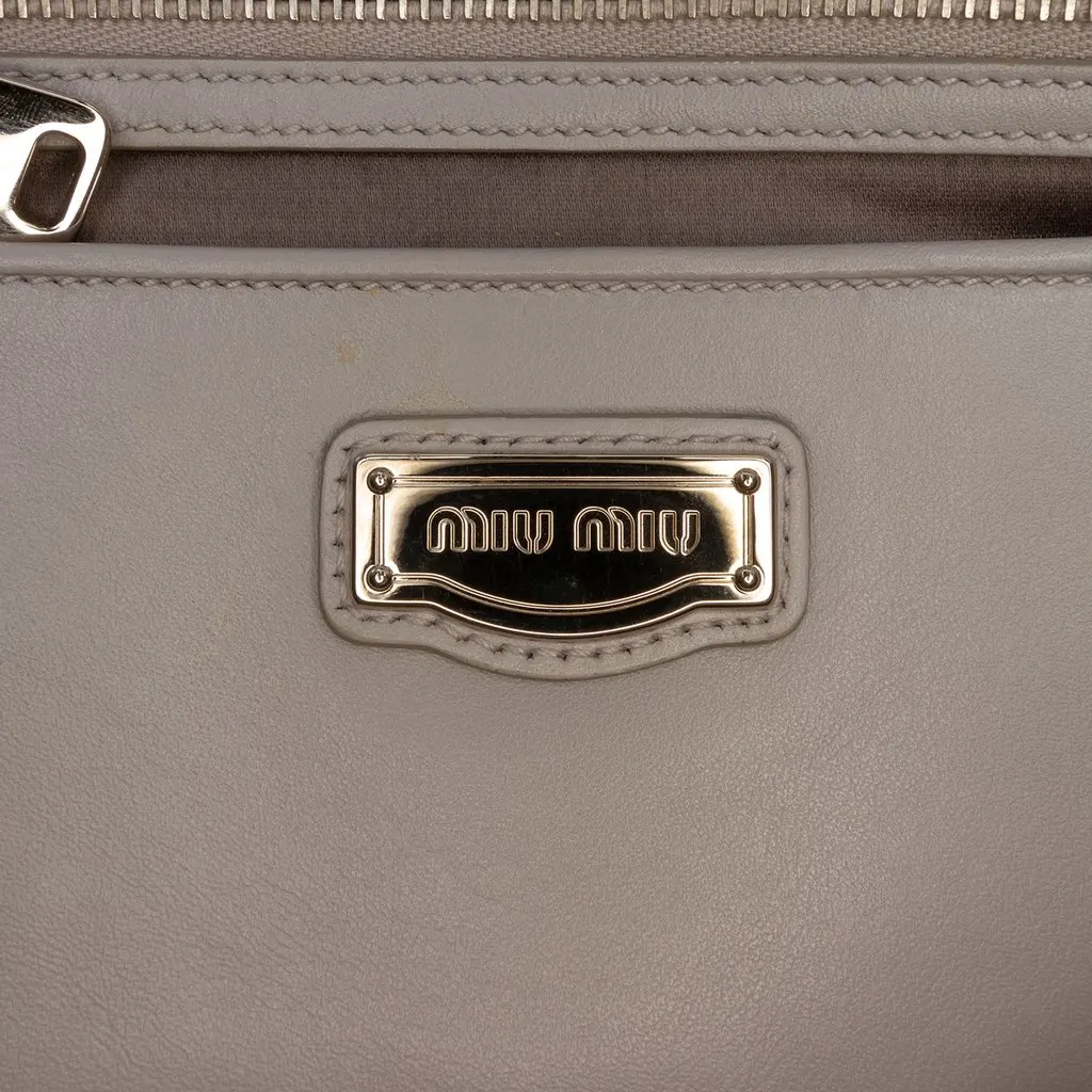 Miu Miu Vitello Soft Calf Tote Grey Leather Very good - Box View