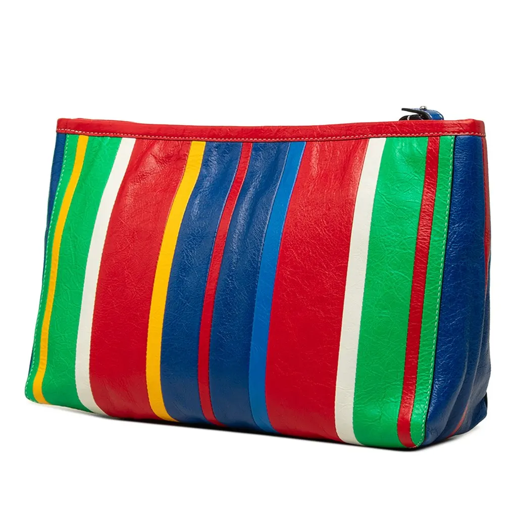 Balenciaga Large Lambskin Striped Barbes Z Pouch Red Leather Very good - Back View