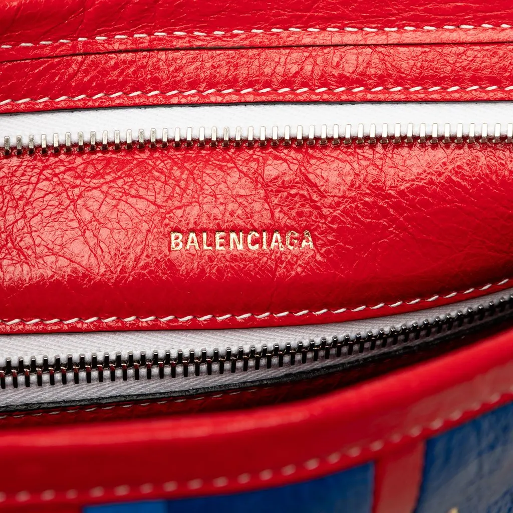 Balenciaga Large Lambskin Striped Barbes Z Pouch Red Leather Very good - Box View