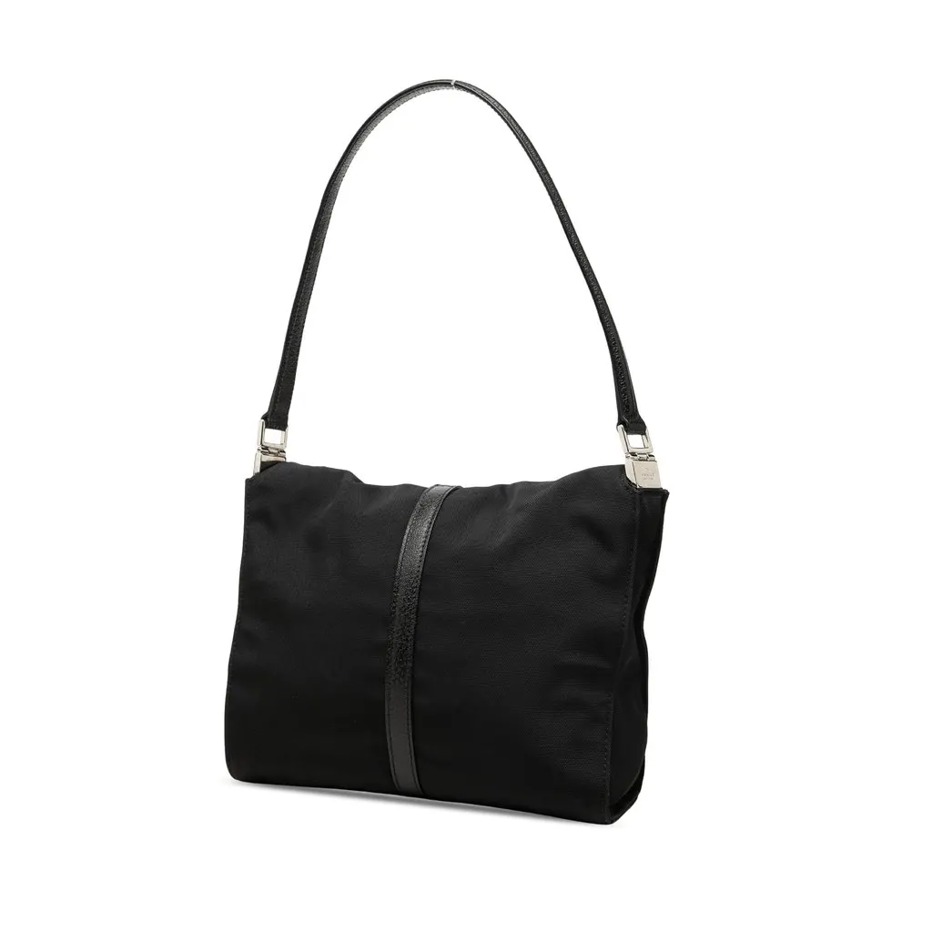 Gucci Canvas Jackie Shoulder Bag Black Canvas Good - Back View