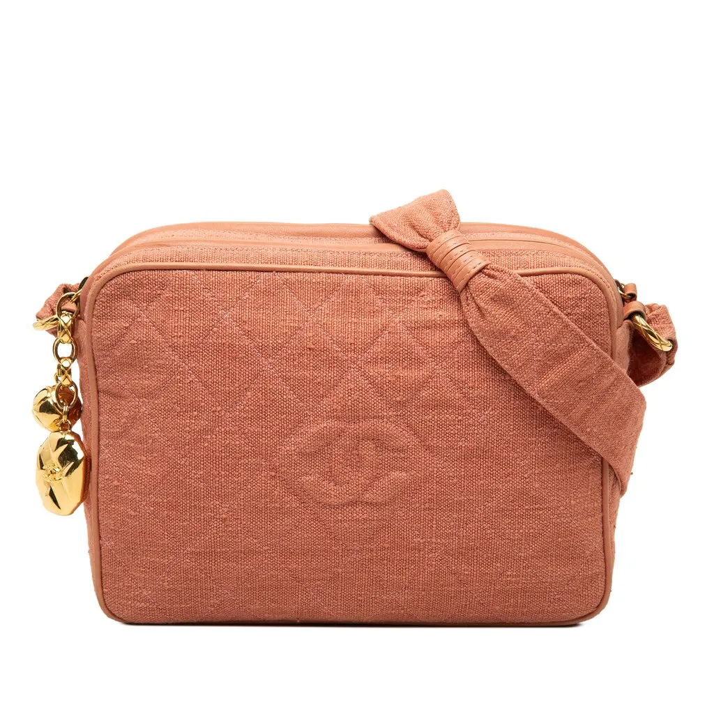 Chanel CC Quilted Linen Double Zip Camera Bag