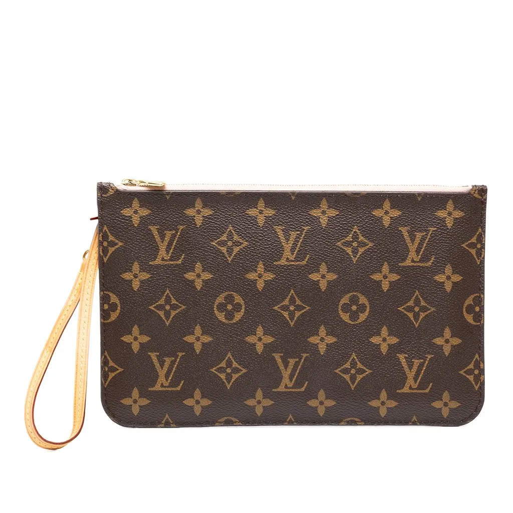 Louis Vuitton Monogram Neverfull MM Pouch Brown Canvas Very good - Front View