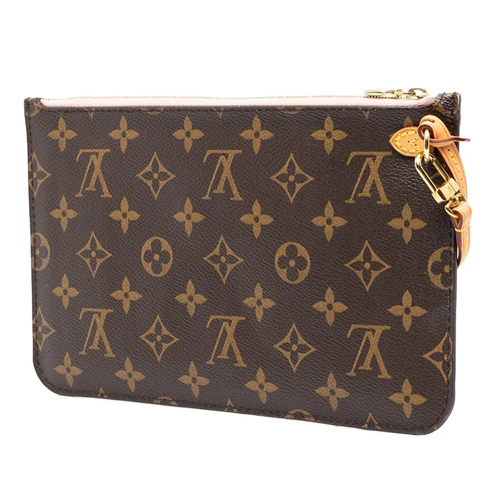 Louis Vuitton Monogram Neverfull MM Pouch Brown Canvas Very good - Back View