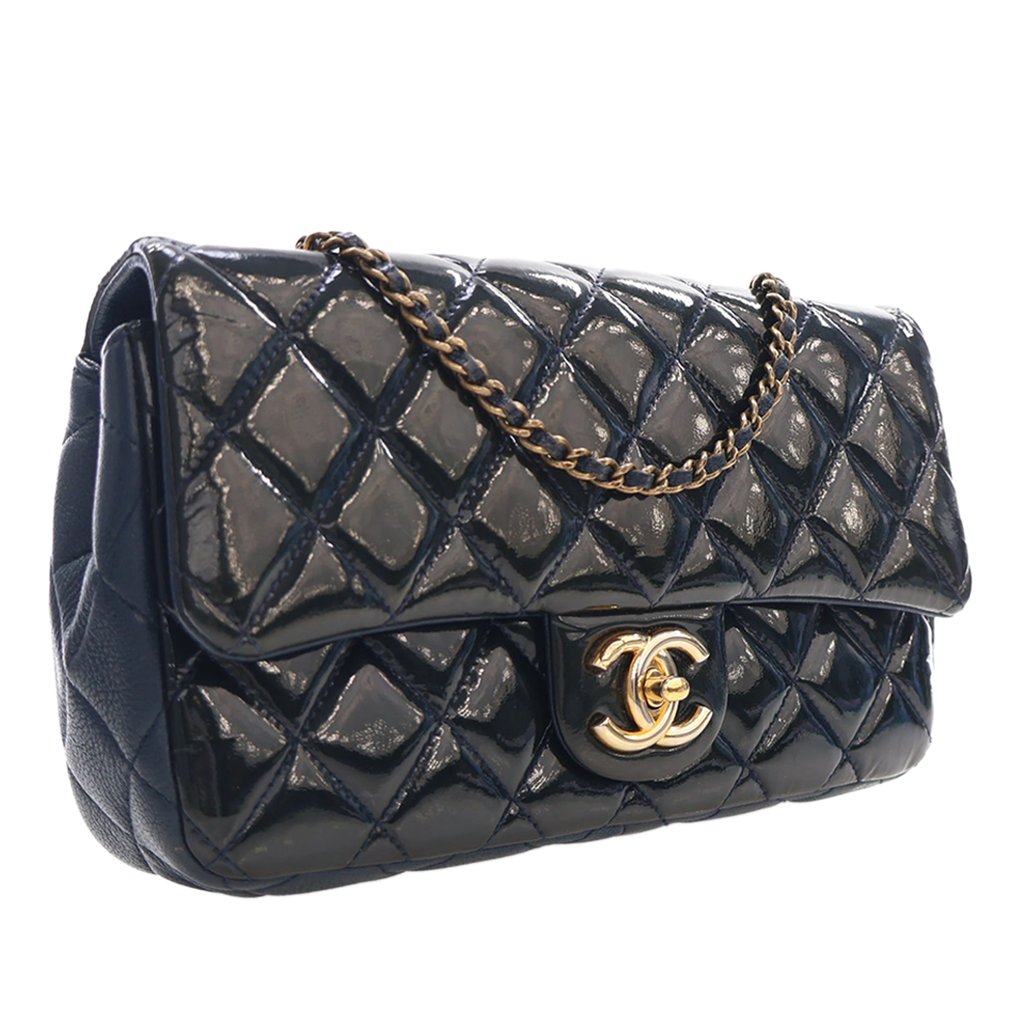 Chanel Paris Salzburg Medium Patent and Goatskin CC Eyelet F