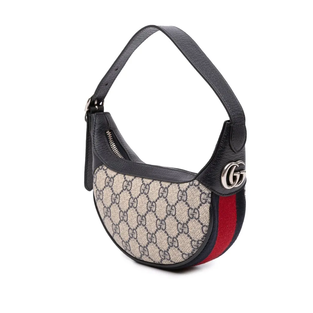Gucci Mini GG Supreme Web Ophidia Shoulder Bag Beige Canvas Very good - Back View