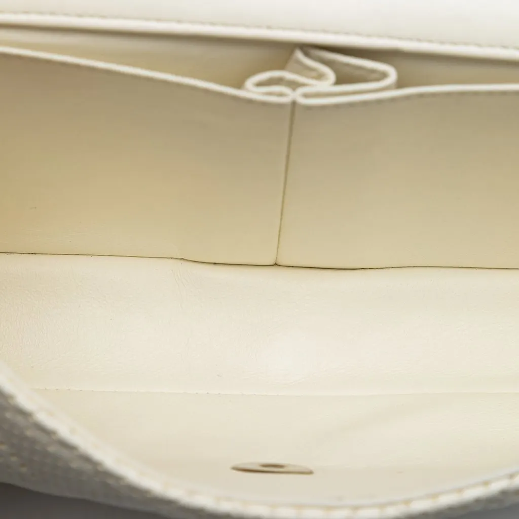 Chanel Classic Perforated Lambskin East West Flap White Leather Very good - Model View
