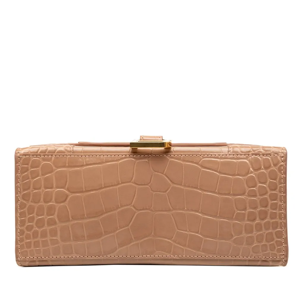Balenciaga Small Croc Embossed Hourglass Top Handle Bag Brown Leather Very good - Inside View