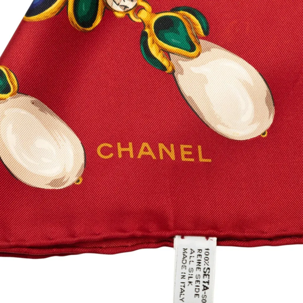 Chanel Gripoix Silk Scarf 90 Red Very good - Inside View