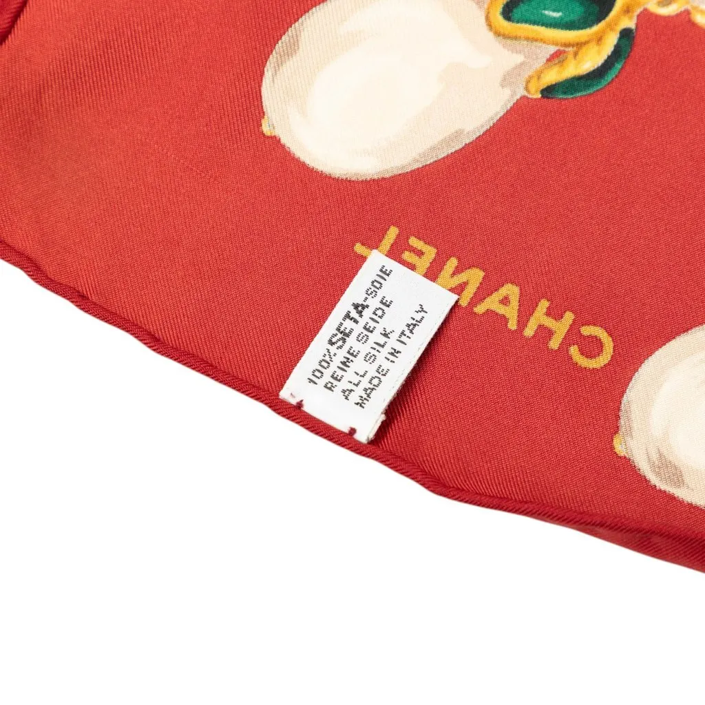 Chanel Gripoix Silk Scarf 90 Red Very good - Model View