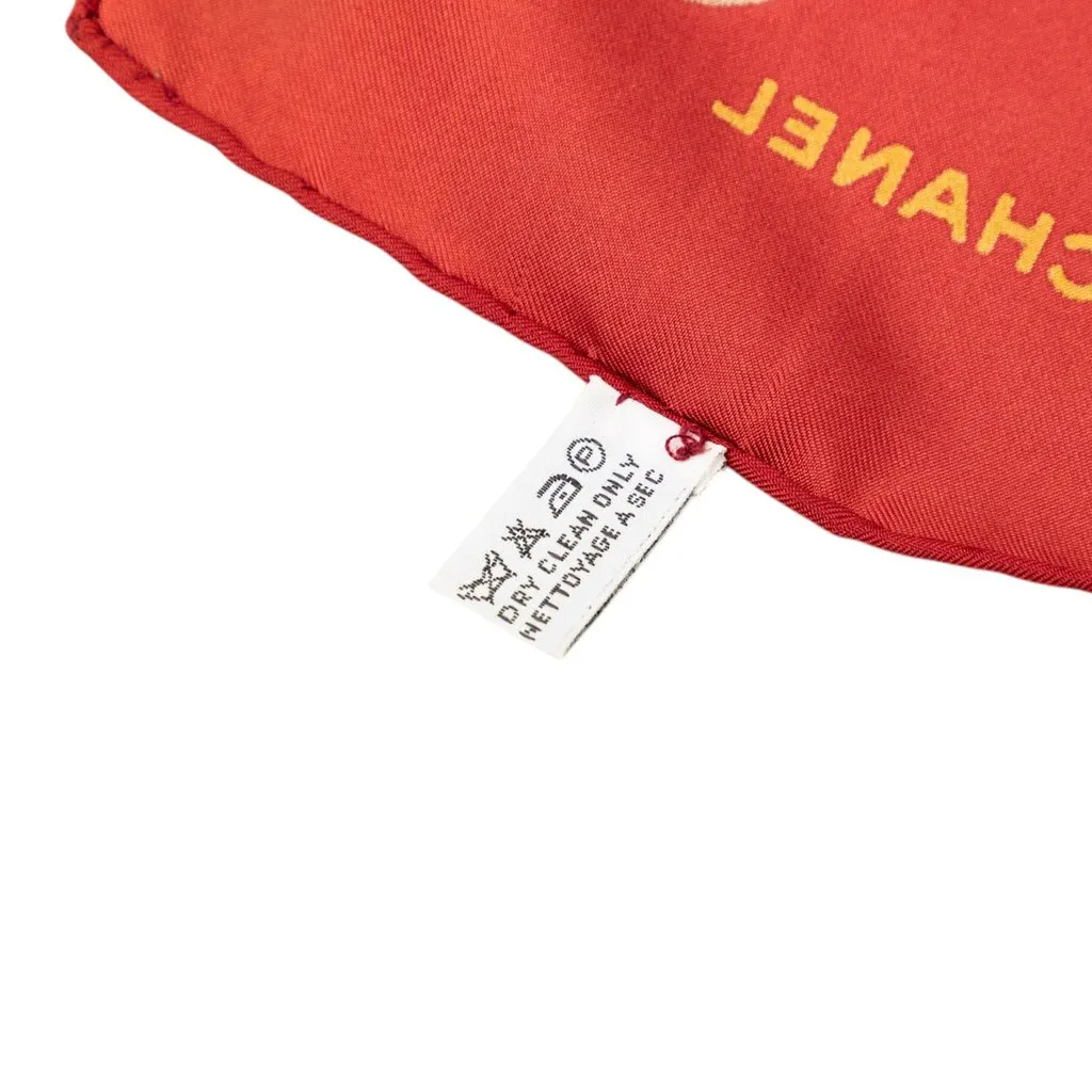 Chanel Gripoix Silk Scarf 90 Red Very good - Box View